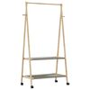 vidaXL Appendiabiti con Ripiani e Ruote 96x45,5x155,5 cm in Bamb&ugrave;