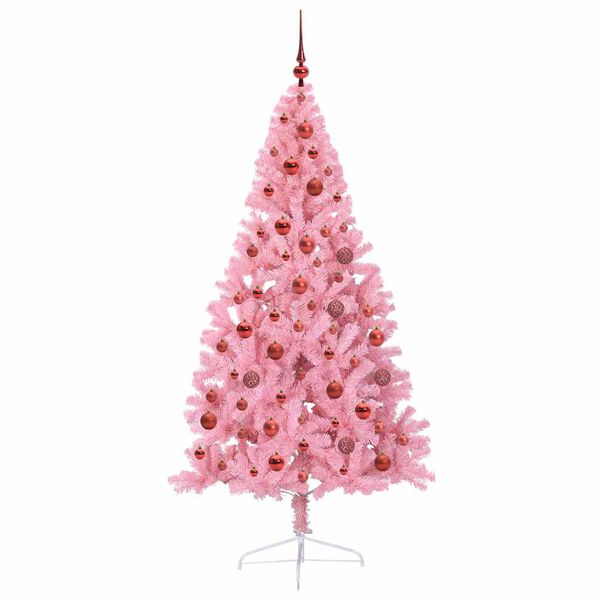 vidaXL Albero di Natale artificiale con luci integrate Rosa 180 cm PVC