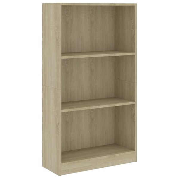 vidaXL Libreria a 3 Ripiani Sonoma 60x24x109 cm in Legno Multistrato