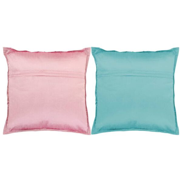 vidaXL Cuscini Patchwork 2 pz Realizzati a Mano 45x45 cm Rosa/Turchese