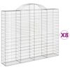 vidaXL Cesti Gabbioni ad Arco 8 pz 200x30x160/180 cm Ferro Zincato