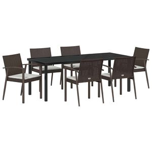 vidaXL Set da Pranzo per Giardino 7 pcs Marrone e Nero Rattan in PE