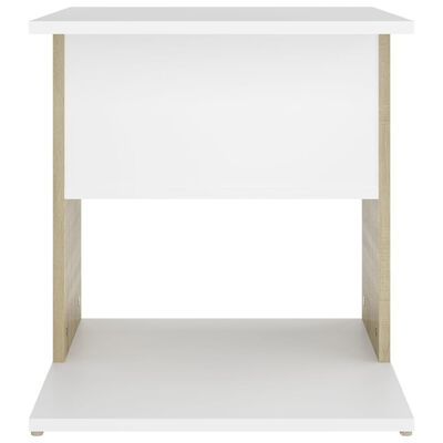 vidaXL Tavolino Bianco e Rovere Sonoma 45x45x48 cm Legno Multistrato