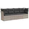 vidaXL Set Divano da Giardino 4pz con Cuscini Grigio Chiaro Polyrattan