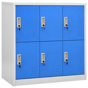 vidaXL Armadietto con Chiave Grigio Chiaro e Blu 90x45x92,5 cm Acciaio