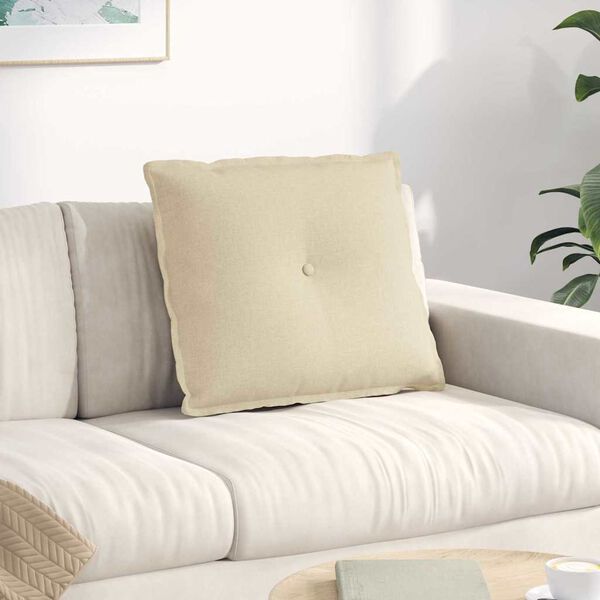 vidaXL Cuscino per Schiena Crema 60 x 19 x 50 cm Tessuto