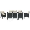 vidaXL Set da Pranzo per Giardino con cuscino 9 pcs Nero polyrattan