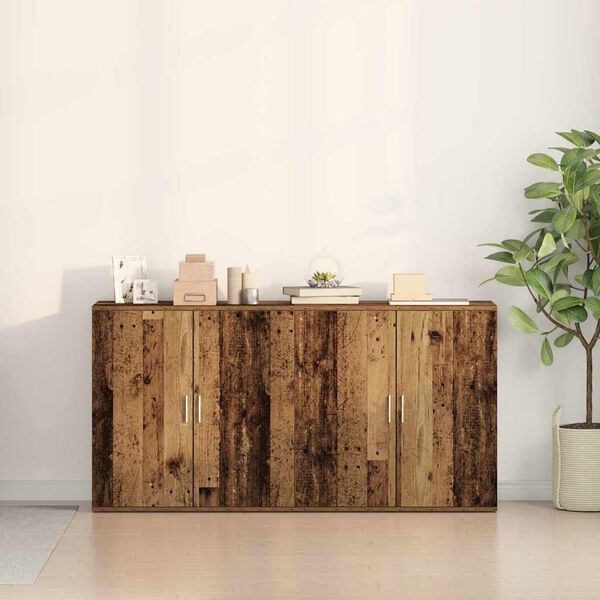 vidaXL Credenza 2 pcs Legno vecchio 79 x 38 x 80 cm Legno multistrato