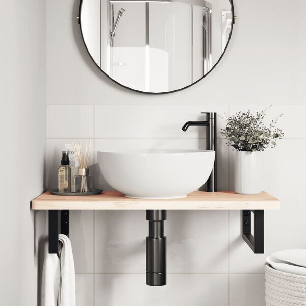 vidaXL Reggimensole per Lavabo 2 pz Nere Rettangolari in Acciaio