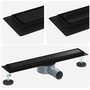 vidaXL Scarico doccia 2-in-1 con sifone a 360&deg; Nero 50 cm