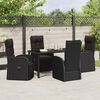 vidaXL Set da Pranzo per Giardino con cuscino 5 pcs Nero polyrattan