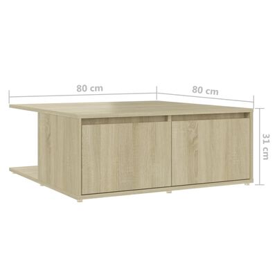 vidaXL Tavolino da Salotto Rovere Sonoma 80x80x31 cm Legno Multistrato