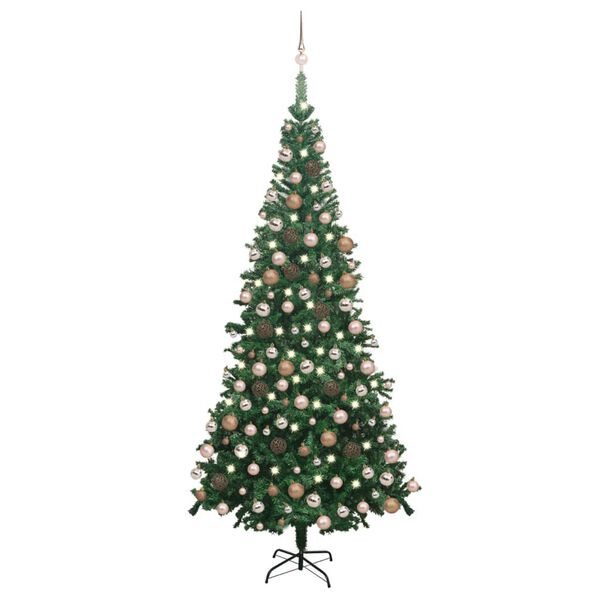 vidaXL Albero di Natale Preilluminato con Palline 240 cm Verde