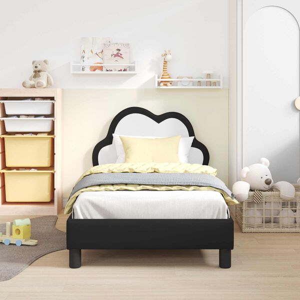 vidaXL Struttura letto bambini con testata Nero 80 x 160 cm PU