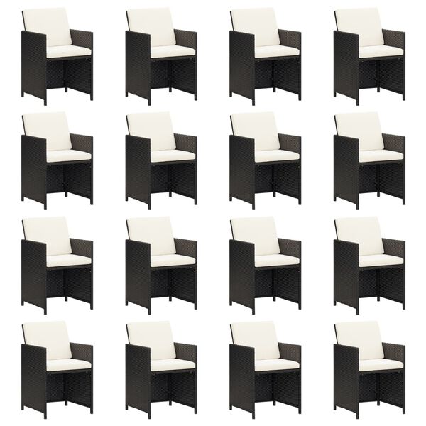 vidaXL Set da Pranzo da Giardino 17 pz con Cuscini Nero in Polyrattan