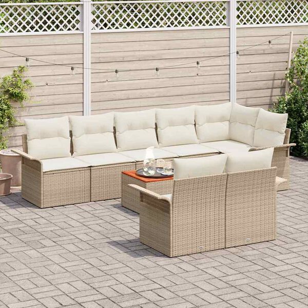 vidaXL Set Divano da Giardino 9 pcs Beige e Crema polyrattan