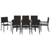 vidaXL Set da Pranzo per Giardino 9 pcs Nero polyrattan