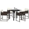 vidaXL Set da Pranzo per Giardino con cuscino 5 pcs Marrone polyrattan