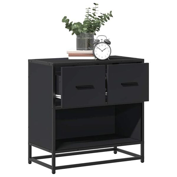 vidaXL Comodino Nero 60x31x60 cm in Legno Multistrato e Metallo