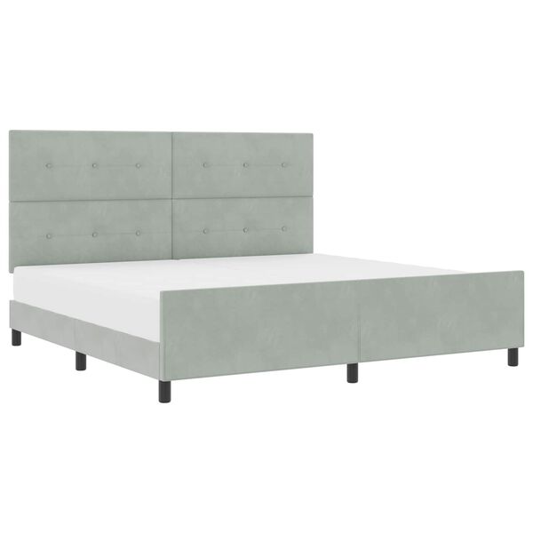 vidaXL Letto a molle con testiera Grigio chiaro 200 x 200 cm Velluto