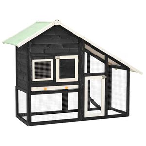 vidaXL Conigliera Grigio e Bianco 140x63x120cm Legno Massello di Abete