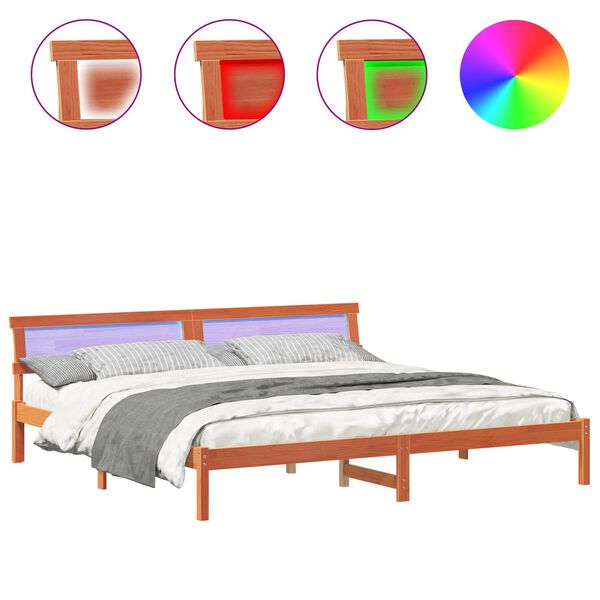 vidaXL Struttura del letto Marrone cerato 200 x 200 cm Pino massello