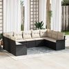 vidaXL Set Divano da Giardino con archiviazione 9 pcs Nero polyrattan