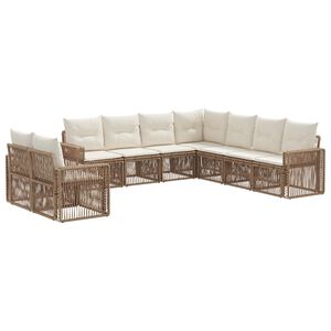 vidaXL Set Divano da Giardino 9 pz Beige e Bianco Crema polyrattan
