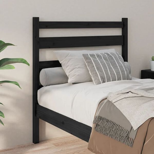 vidaXL Testiera per Letto Nera 81x4x100 cm in Legno Massello di Pino