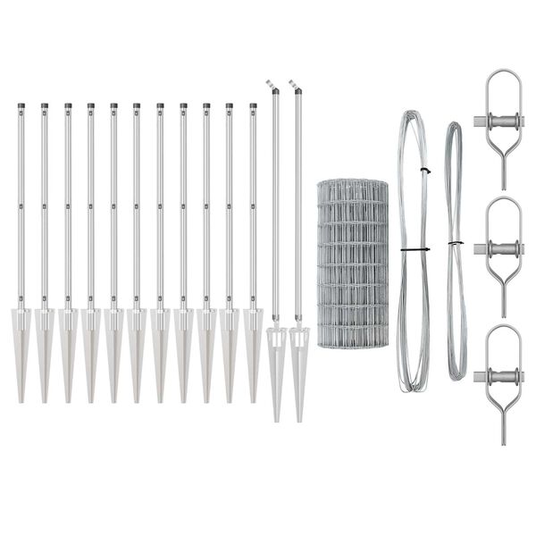 vidaXL Recinzione con Posto Argento 1 x 10 m Acciaio