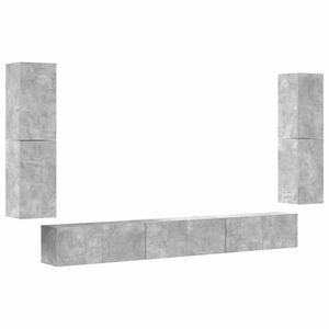 vidaXL Set di Mobili Porta TV 7 pz Grigio Cemento in Legno Multistrato
