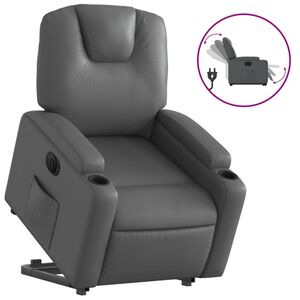 vidaXL Poltrona Alzapersona Reclinabile Grigio in Similpelle