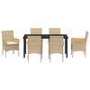 vidaXL Set da Pranzo per Giardino con cuscino 7 pcs Beige polyrattan