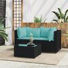 vidaXL Set Divani da Giardino 3 pz con Cuscini Nero in Polyrattan