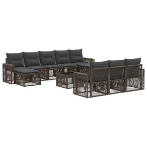 vidaXL Set Divano da Giardino 11 pz Grigio e Grigio Scuro polyrattan