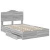 vidaXL Letto con Contenitore con testiera Grigio Sonoma 135 x 190 cm