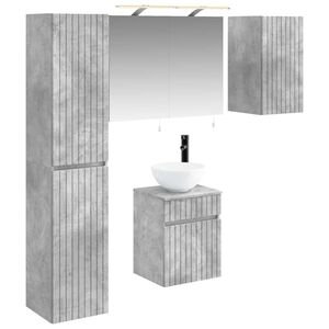 vidaXL Set di Armadi da Bagno 5 pz Grigio Cemento Legno ingegnerizzato