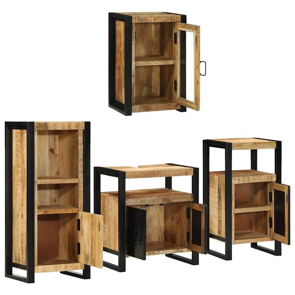 vidaXL Set di mobili per il bagno 4 pcs Legno di Mango Massello