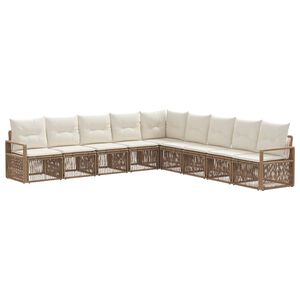 vidaXL Set Divano da Giardino 9 pcs Beige polyrattan