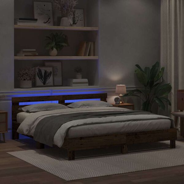 vidaXL Struttura del letto con testiera Legno vecchio 200 x 200 cm