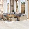 vidaXL Set Divano da Giardino con cuscino 13 pcs Beige Poly Rattan