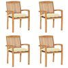 vidaXL Sedie da Giardino Impilabili 4 pz con Cuscini Massello di Teak