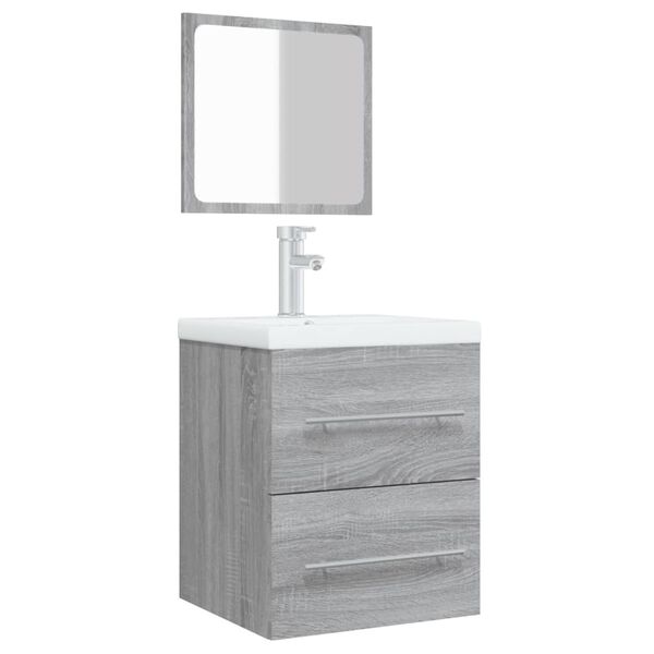 vidaXL Mobile da Bagno con Specchio Grigio Sonoma 41x38,5x48 cm