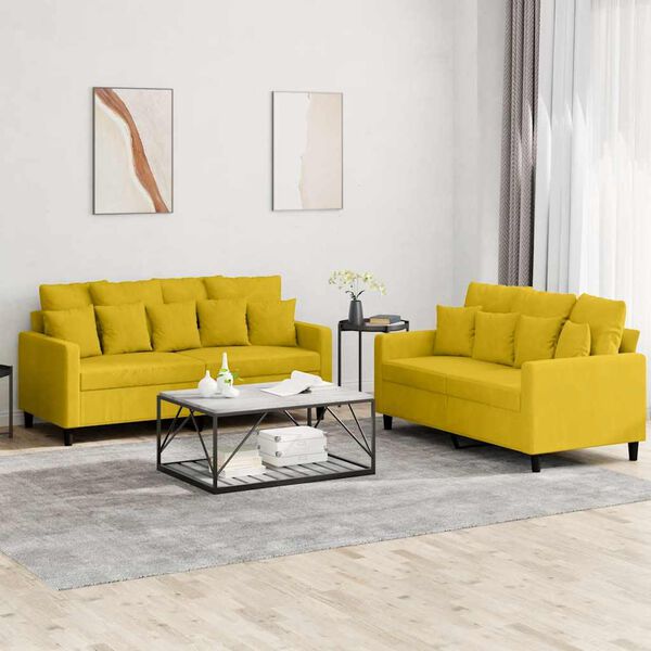 vidaXL Set di Divani 2 pz con Cuscini giallo in Velluto