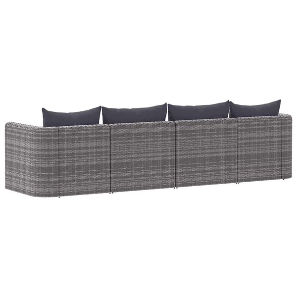 vidaXL Set Divani da Giardino 4 pz con Cuscini Grigio in Polyrattan