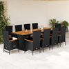 vidaXL Set da Pranzo da Giardino 11 pz con Cuscini in Polyrattan Nero