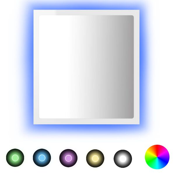 vidaXL Specchio da Bagno LED Bianco Lucido 40x8,5x37 cm in Acrilico