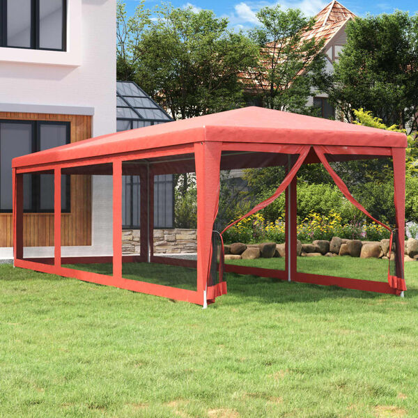 vidaXL Tenda per Feste con Pareti Laterali in Rete Rossa 3x9 m HDPE