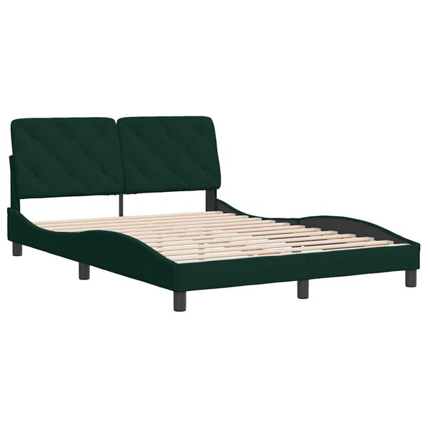 vidaXL Giroletto senza Materasso Verde Scuro 140x190 cm in Velluto