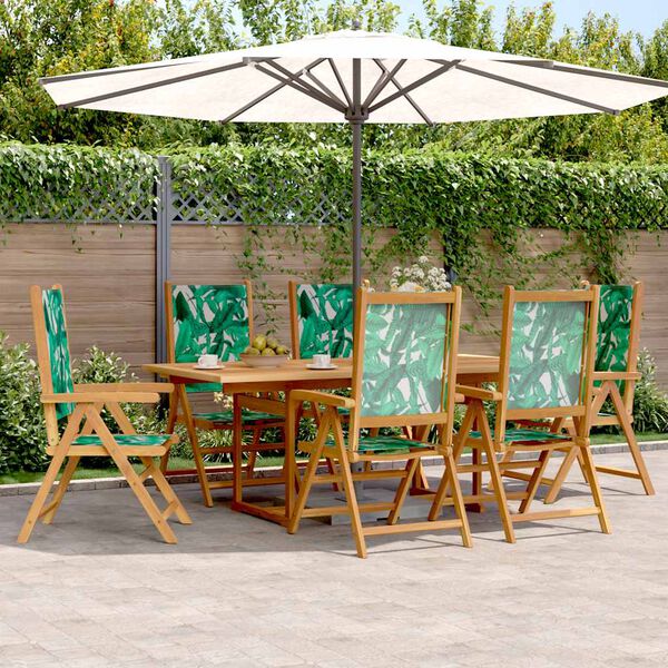 vidaXL Set Pranzo da Giardino 7 pz Foglie in Tessuto e Legno Massello